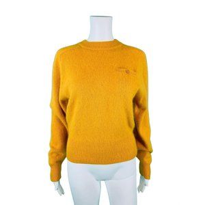 Vintage 1980s Mustard Yellow Sweater Chest Pocket Wool Pullover | B 38"